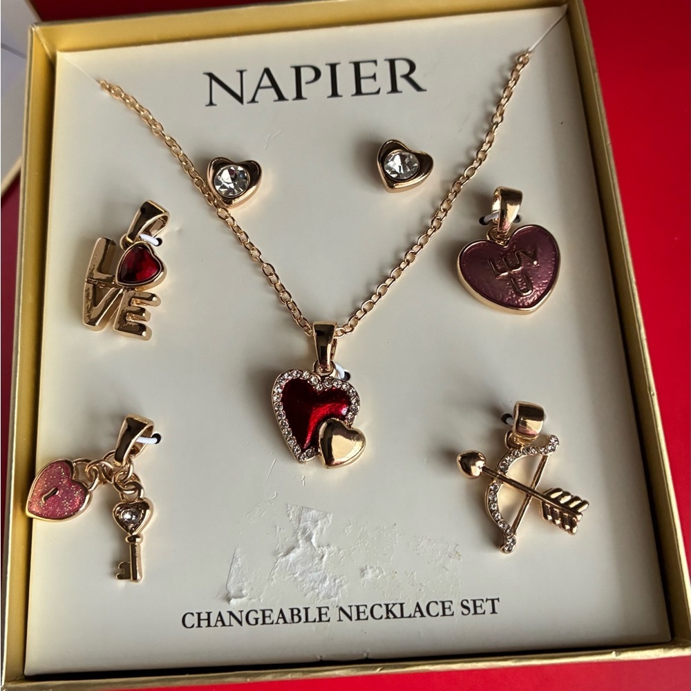 Napier Gold and Red Heart Necklace Set - Picture 5 of 8